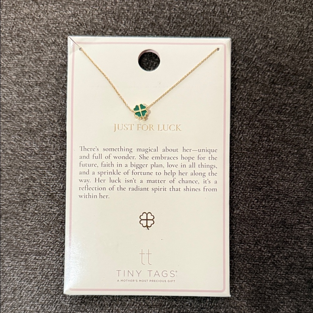 Tiny Tags - Four Leaf Clover Necklace - Just for luck